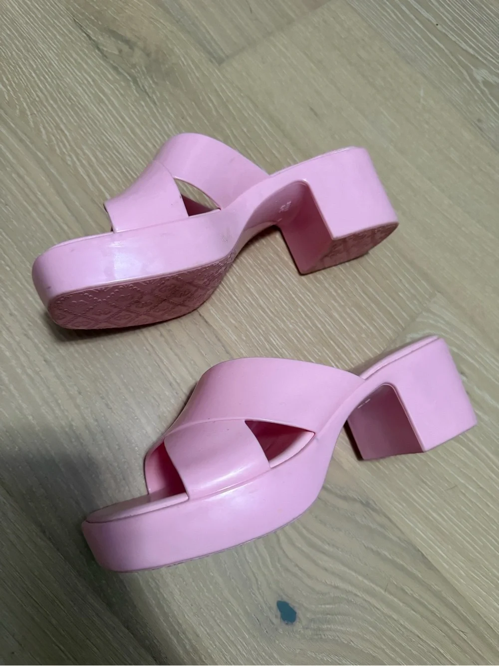 Jeffrey Campbell Baby Pink Jelly Block Heel Slides - 8 - Barbiecore Y2K 90s